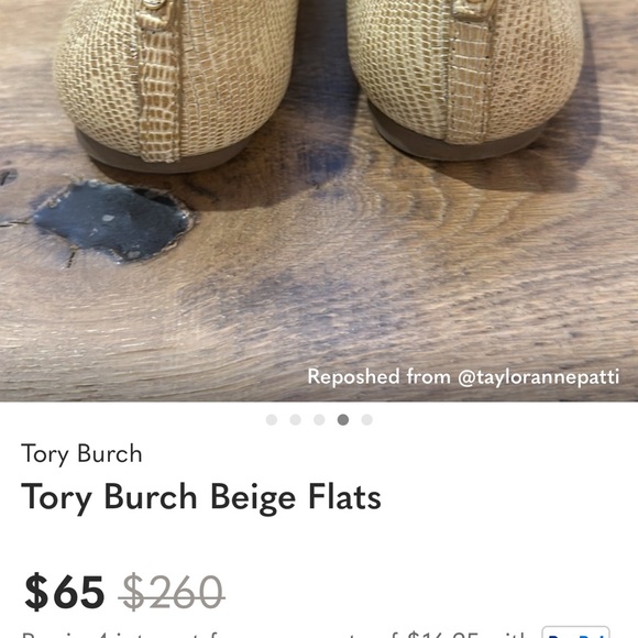 Tory Burch Gold Textured Flats - Picture 4 of 5